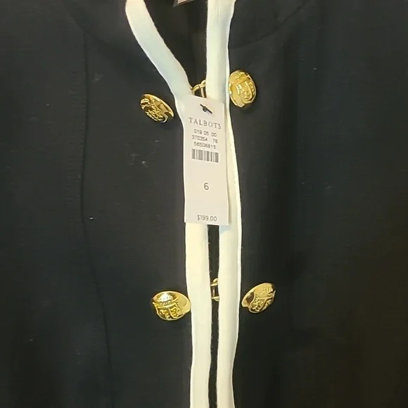 NWT Talbots Black Jacket with White Trim Size 6 - Picture 5 of 11